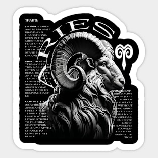 Bold Aries Zodiac Ram & Fire Element Sticker